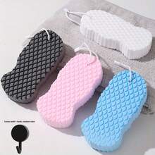 2pcs Set, (1pc Exfoliating Bath Sponge + 1pc Hook) - Gentle Skin Scrubber, Suitable For Rough Skin, Dead Skin Removal Massager, Bath Exfoliating Brush, Body Cleaning Bath Brush - Multicolor - View 2