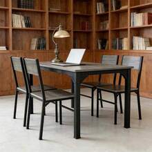 Conjunto De Mesa Y Sillas De Estilo Moderno,incluye 4 Sillas - Gris - Ver 1