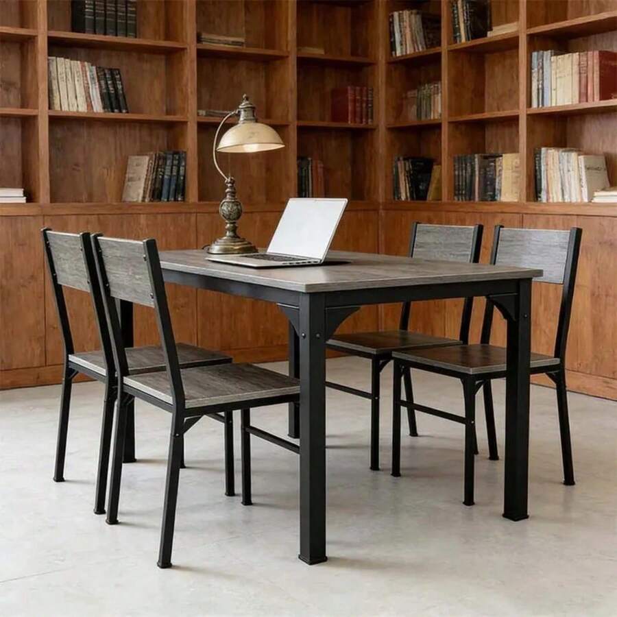 Conjunto De Mesa Y Sillas De Estilo Moderno,incluye 4 Sillas - Gris - Ver 1