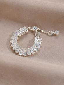 1pc Fashionable Exquisite Zirconia Ring Women's Jewelry - Silver - View 3