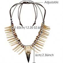 Kalung Tengkorak Gagak Viking, Kalung Gigi Tulang, Cocok untuk Barbar, Pagan, Prajurit, Bajak Laut, Cosplay Halloween, Pasar Fantasi, LARP, Gaya Abad Pertengahan, Aksesori Fantasi Unisex - A - View 8