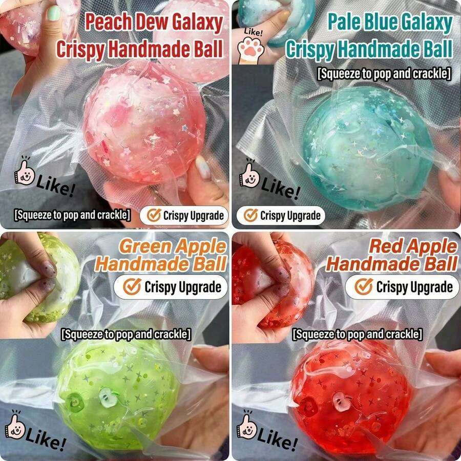 1個彩色水果手工捏捏球，奶油般柔軟蓬鬆慢回彈壓力球，可破殼且有清脆爆裂聲，ASMR助眠感官紓壓指尖玩具，適合兒童，萬聖節與聖誕節禮物