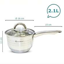 EliteHoff Stainless Steel Saucepan With Glass Lid, 7-Layer Base, Long Handle Cooking Pot For Induction & All Stovetops – 1.5L / 2.1L / 2.9L - View 6