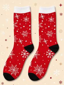 Christmas Halloween Holiday Crew Socks, 1 Pair Of Men Crew Sock,All‑Over White Snowflake, Warm Soft Breathable Fall Winter Socks, Gift For Men & Women - Multicolor - View 9