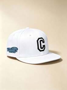 1pc Unisex Flat Brim Snapback Hat, 3D Letter C Embroidery With Chicago Side Logo Adjustable Baseball Cap Hip‑Hop Street Hat For Daily Sports Travel - Multicolor - View 6