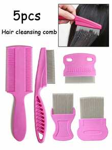High Density Lice Comb Set, Cleans And Detangles Hair, Removes Lice And Dandruff, Fine Tooth Comb, Suitable For Hair Prone To Lice And Dandruff, Professional Lice And White Hair Comb, Dedicated Lice Comb - Multicolor - View 1