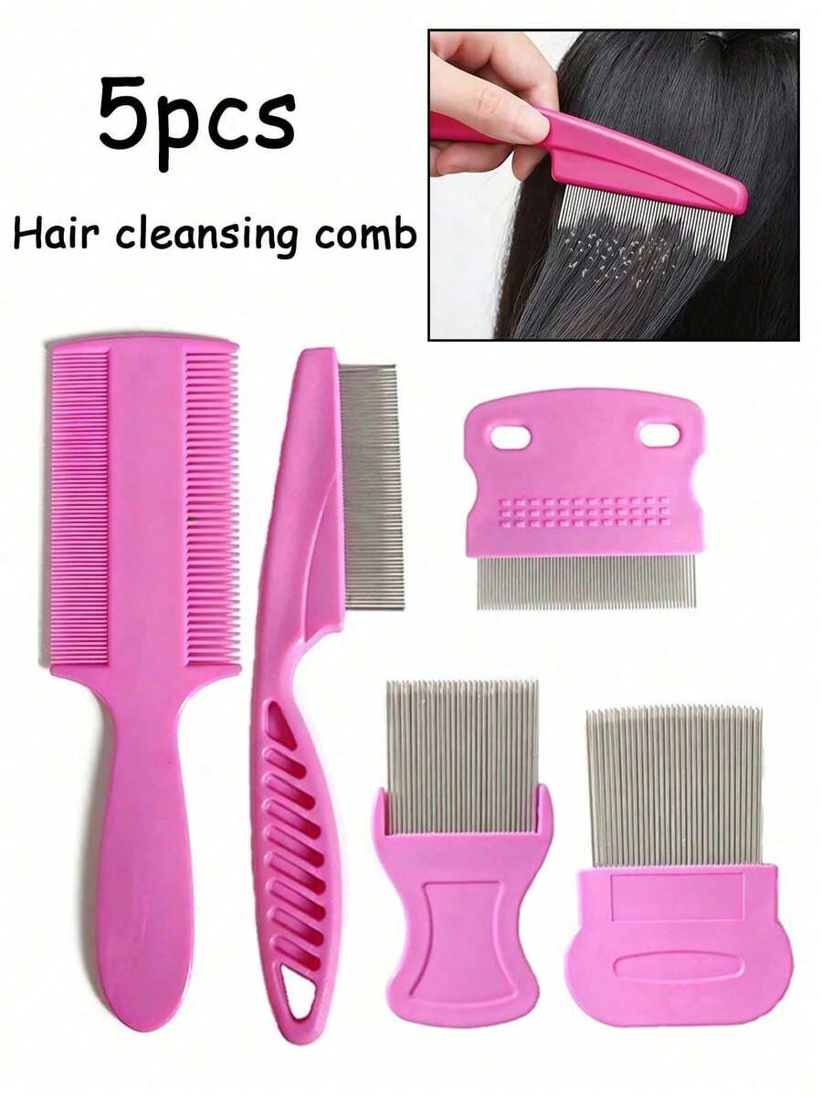 High Density Lice Comb Set, Cleans And Detangles Hair, Removes Lice And Dandruff, Fine Tooth Comb, Suitable For Hair Prone To Lice And Dandruff, Professional Lice And White Hair Comb, Dedicated Lice Comb - Multicolor - View 1
