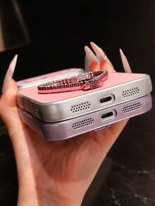 MewTrek Casing Ponsel Kulit PU Tekstur Leci Mewah untuk Wanita, Stand Cermin Hati Berlian Imitasi 2-in-1, Bukaan Lensa Besar, Pelindung Anti Guncangan dan Anti Jatuh yang Melindungi Seluruh Tubuh, Cocok untuk iPhone, Galaxy, Honor, Reno, MOTO - Berwarna merah muda - View 5