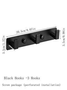 1pc Black Thickened Solid Space Aluminum Hook For Entryway, Bathroom, Wardrobe, Clothes Storage - View 11