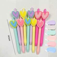 5/10pcs Heart-Shaped Retractable Ballpoint Pen Set With Correction Tape, 1.0mm, Suitable For Wedding Party, Office Supplies, Colleague Teacher Birthday Gift, Back To School Essential (Random Style) - Multicolor - View 7