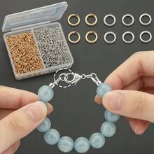 400pcs/600pcs/800pcs/1000pcs KC Golden+White K DIY Connector Rings, Includes Multiple Sizes Jump Rings, Round Single Loop, Suitable For DIY Jewelry Making, Bracelets, Anklets, Beaded Accessories, Pendant Necklace Connectors, Bag Chain Connector Rings, Open Jump Rings, Earring Dangle Open Loops, DIY Handmade Jewelry Accessories Making Materials - Jump Ring - View 5