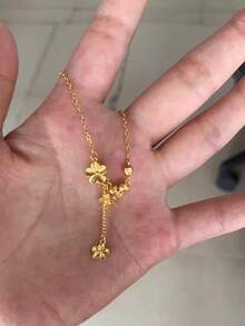 1件流苏桃花项链，精致复古风，优雅花朵颈链，适合女性佩戴，优雅独特，适合日常佩戴，也适合万圣节、圣诞节、情人节、约会、婚礼、音乐节、派对等场合，是完美的礼物之选。 - 流蘇桃花項鍊 - 查看 4