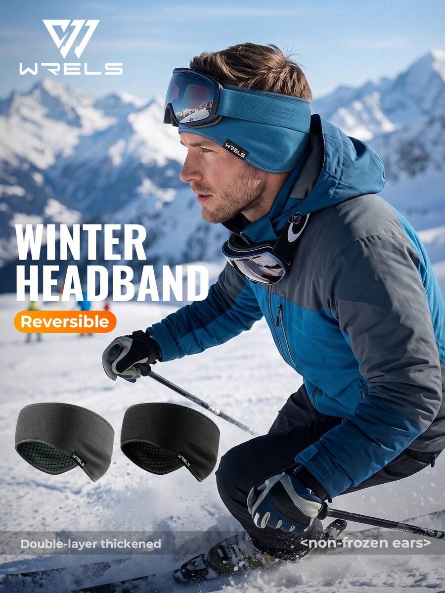 WRELS 1Pc Men's Winter Ear Muffs, Windproof Warm Ear Muffs, Double‑Sided Ear Protection Headband For Cycling Sports Men Women - Multicolor - View 1