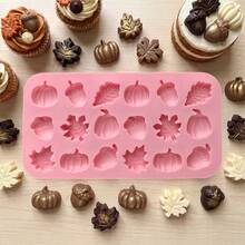 Autumn Harvest Theme 18-Cavity 3D Silicone Chocolate Mold, Maple Leaf, Acorn And Pumpkin Shapes, Thanksgiving Theme Candy, Pudding And Jelly Making Mold - View 5