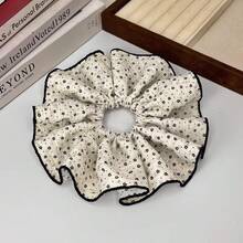 Autumn Fabric Floral Large Headband, Elegant Polka Dot Trim Hair Band, Versatile Floral Hair Accessory Headband - Multicolor - View 5