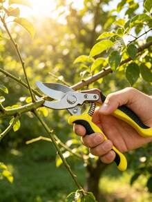 1pc Curved Garden Branch Shears Stainless Steel Blade Anti-Slip Handle With Blade Sharpener And Protective Cover Spring Loaded Safety Lock For Grafting Vine Tree Pruning (Each Includes 1 Blade Sharpener + 1 Rubber Cover + 1 Card Packaging) - A - View 8