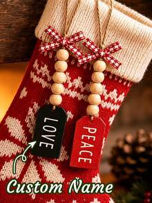 Custom Christmas Stocking Name Tag, Personalized Wooden Clothing Label, Festive Red Black Holiday Style, Customized Stocking & Christmas Tree Decor, Customizable Name Hanging Ornament, Gift Wrap Accent, Christmas Gift 2026, Name Tags For Stockings - Multicolor - View 1