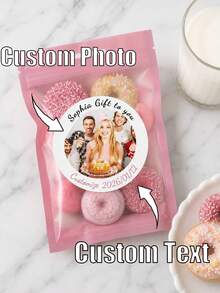 Personalized Photo Stickers, Customizable Text, Wedding Stickers, Waterproof And Oil-Proof, Birthday Cake Decoration, Balloon Labels, Gift Box Seals, Party Decoration, Holidays, Anniversaries, Birthdays, Graduations, Aesthetic - Multicolor - View 3