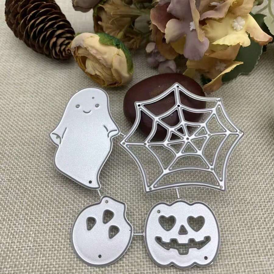 萬聖節南瓜骷髏蜘蛛網幽靈金屬切割模具 DIY 剪貼簿卡片製作 壓花手工切割模版 - MC978 - 查看 1
