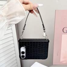 1pc Boys Girls Phone Case, Popular Fashion High-End Minimalist Design Crocodile Texture Hinge Same Style Hand Strap, Compatible With Apple Protective Case, Folding Phone Case, Lightweight, Shockproof, Anti-Slip, Smart Phone Case, Compatible With IPhone Ultra - Multicolor - View 7