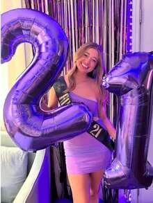 40 Inch Purple Number Balloons - Large Helium Foil Balloons For Birthday Party (Numbers 0-9), Valentine's Day - Purple - View 5