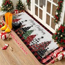 1/2/3pcs Christmas Theme Kitchen Rug, Flannel Kitchen Rug Christmas Tree Pattern Soft Absorbent Non-Slip Machine Washable Multi-Functional Floor Mat Suitable For Entrance, Living Room, Bedroom, Kitchen, Dining Room, Bathroom, Yard, Hallway, Home And Holiday Decoration - Multicolor - View 14