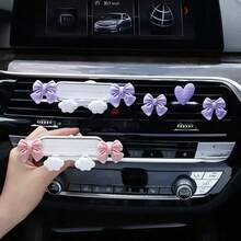 Gravity Car Air Vent Phone Holder, Creative Bow Design, White Plastic Material, Universal Car Interior Accessory, Compatible With Iphone, Android Phones, Birthday Gift, Summer Car Vent Phone Holder, Car Accessory - Multicolor - View 3