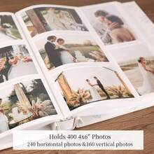 Wedding Photo Album 4x6 Pictures, Linen Picture Scrapbook, 400 Pockets For Horizontal & Vertical Photos - Large Photo Album Book For Personalized Wedding Day Memory Keepsake - A - View 3