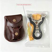 Professional Hunting Slingshot, High Precision Powerful Outdoor Slingshot With Non-Slip Handle, Suitable For Target Practice, Leather Pouch Color, Shape And Size Random, Rubber Band Color Random, For Adults Only, Size M - Multicolor - View 13