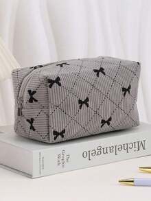 Bowknot Minimalist Large Capacity Corduroy Pencil Case, Multi-Functional Pencil Storage Bag, School And Office Supplies Stationery Organizer, Pencil Pouch, Backpack Accessory, Back To School Gift - Multiple Styles - View 14