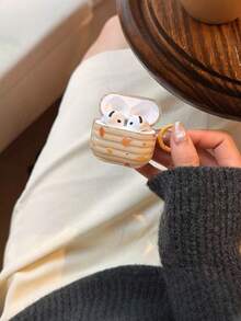 INS Korean Style Striped Maple Leaf Bluetooth Earphone Protective Case Pro 3 Kompatibel dengan Apple Wireless Bluetooth Earphones Generasi ke-3/ke-2 Tahan Guncangan Anti Jatuh Musim Gugur/Dingin - Coklat - View 2