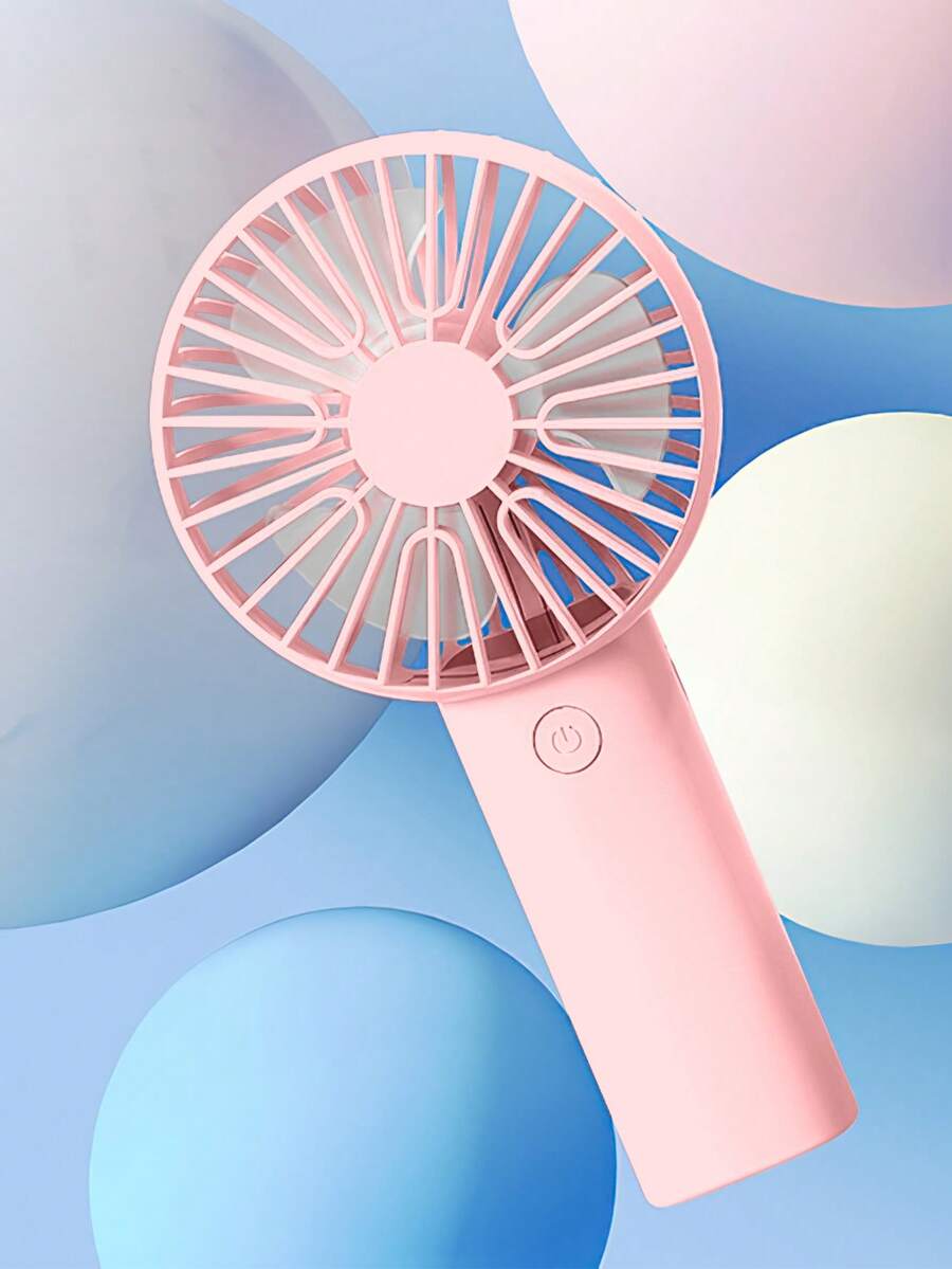 2件裝手持小型迷你便攜式USB充電風扇，附手機支架底座，桌面小風扇，假期必備