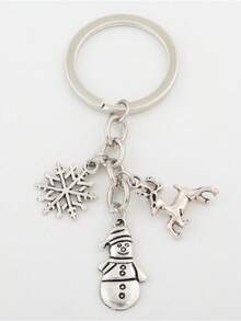 1pc Reindeer Bell Snowman Personalized Classic Christmas Keychain Bag Key Pendant - Multicolor - View 3