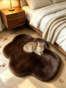 1pc Autumn/Winter Faux Rabbit Fur Design Decorative Rug Mat - Luxury Decor, Plush Feel Rug, Decorative Carpet, Bedroom Decor, Small Rug, Carpet, Home Decor, Living Room Rug, Living Room Small Rug, Bedroom Rug, Living Room Home Decor, Outdoor Rug, Washable Carpet - Multicolor - View 2