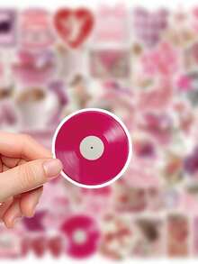 50PCS,Pink Heart Mobile Phone Stickers,PVC Material,Scrapbook Supplies,Creative And Aesthetic Design Sticker,Suitable For Mobile Phone Cases,Tablets,Laptops,Suitcases,Cars,Notebooks,Helmet,Guitar,Skateboard,Storage Box,Computer, - Multicolor - View 11