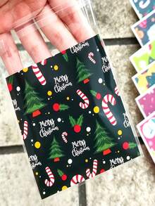 1/100/200pcs Christmas Self-Adhesive Gift Bags, Self-Sealing Pouches With Santa Claus, Christmas Tree, Snowman, Gingerbread Man Patterns, Mixed Colors, Exquisite Design, Rich Christmas Atmosphere, Suitable For Christmas Party - Multicolor - View 7