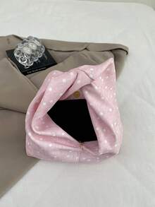時尚百搭紋理素色新款PU單肩包 休閒極簡紋理法棍小手提包 女款 - 粉色 - 查看 4