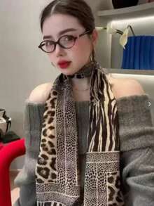 1pc Chiffon Leopard & Snakeskin Print Women's Headscarf Scarf Casual Long Scarf Suitable For Daily Use - Multicolor - View 2