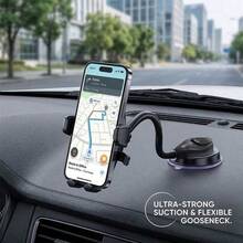 1件通用汽車手機支架，強力吸盤，可彎曲鵝頸式儀表板安裝座，可調節智慧型手機架，適用於GPS導航與免手持駕駛 - 彩色 - 查看 2