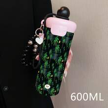 1PC 600ML Fashionable Butterfly, Creative Coconut Grove, Coconut Tree And Sea Pattern Stainless Steel Insulated Cup, Dual-Use Coffee Cup, Portable Straw Cup, Lanyard Insulated Cup, Suitable For Office, Campus, Gift For Holidays/Birthdays, Coffee - Multicolor - View 5
