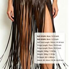 Y2K Chic Baddie Faux Leather Fringe Punk Rivet Decor Metal Zinc Alloy Heavy-Duty Buckle Fashion Rivet Belt, Versatile Streetwear OOTD - Coffee - View 12