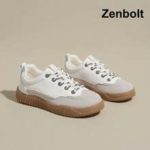 ZenBolt Sepatu Skateboard Kasual Wanita, Hadiah Serbaguna untuk Pacar - Krem - View 3