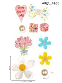 10pcs Spring Fresh Acrylic Clog Shoe Charms Tulip Bouquet Colorful Flower Bow DIY Shoe Buckle Set - Multicolor - View 4