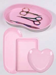 Disinfection Tray Kidney-Shaped Square Heart-Shaped Oval Heat-Resistant Portable Disinfection Tray For Nail Art Tools 1pc - Pink - View 9