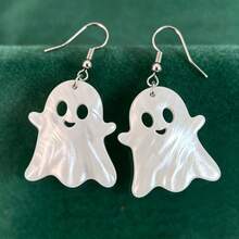 A Pair Of Halloween Ghost Earrings. Funny Design. Cute Earrings And Earrings Suitable For Halloween Wear - White - View 3
