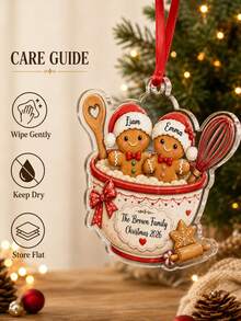 1pc Personalized Gingerbread Family Acrylic Ornament, Custom Names Christmas 2026 Keepsake, Baking Bowl Family Decor,Xmas Tree Decor,Christmas Gifts - Multicolor - View 8