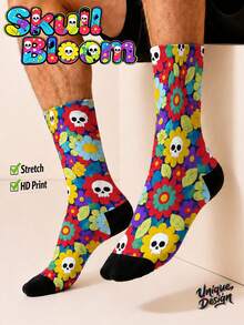 Cool 360° Printed Men's Socks - Streetwear Socks,Skeleton Flower,Butterfly Mushroom,Colorful,Funny Socks, Fit Daily, Holiday & Party Occasions - Multicolor - View 8