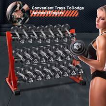 Dumbbell Rack 3 Tier Weight Storage Stand Holder, Heavy Duty Freestanding Steel Organizer Frame For Home Gym And Workout Studio, Quick Assembly Fitness Gear Station, Red, 1 Piece - 1 - View 5