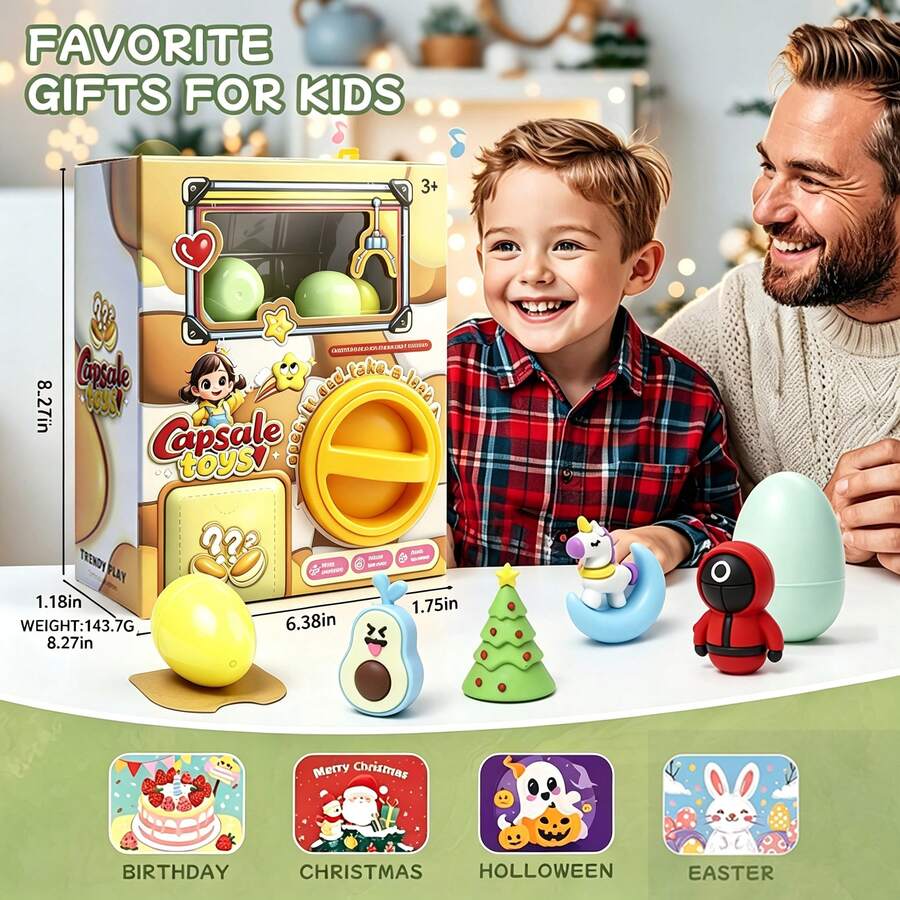 Children's Fun Egg Gacha Machine Doll, Doll Claw Machine Gacha Machine, Children's Claw Machine, Mini, Doll Knot Machine, Small Family, Boys And Girls, Pink Rabbit Claw Machine, Gift Item, Birthday Gift, (Accessory Colors Sent Randomly, Manual Measurement Size May Have Slight Error) - Multicolor - View 1