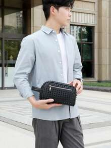 1pc Black Rivet Design Men's Clutch Bag, PU Material Large Capacity Zipper Handbag, Wristlet Bag Suitable For Daily Commute And Holiday Gifts, Travel Essential Gift, Exclusively For Men. Men's Gift - Multicolor - View 4